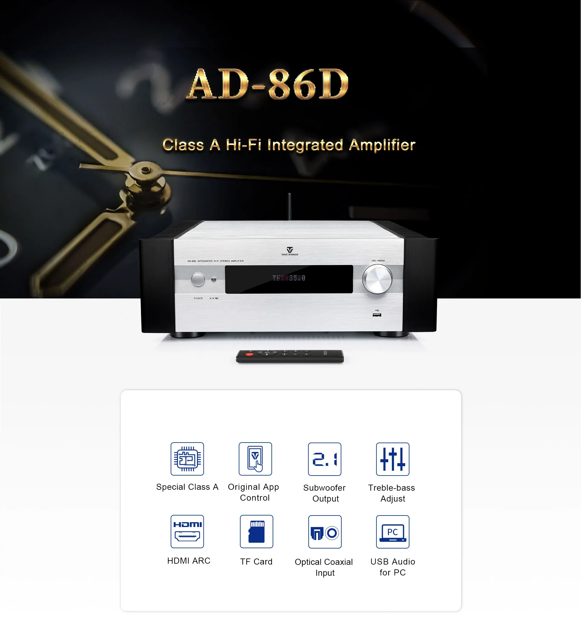 Amply nghe nhạc ToneWinner 2 kênh có preamp